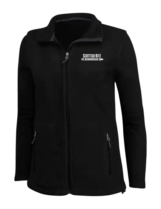 Womens Black Fleece Jacket w/Scottish Rite for Children Logo
