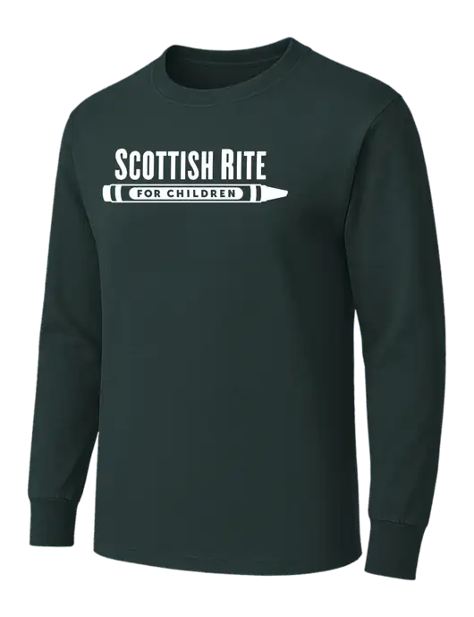 Dark Green Heavyweight Long Sleeve 6.1 oz T-Shirt w/Scottish Rite for Children Logo