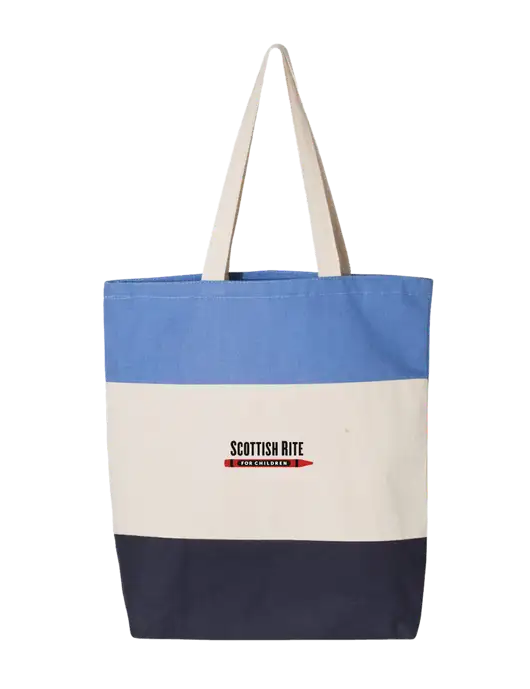 Light Blue/Natural/Navy Tri-Color Tote  w/Scottish Rite for Children Logo