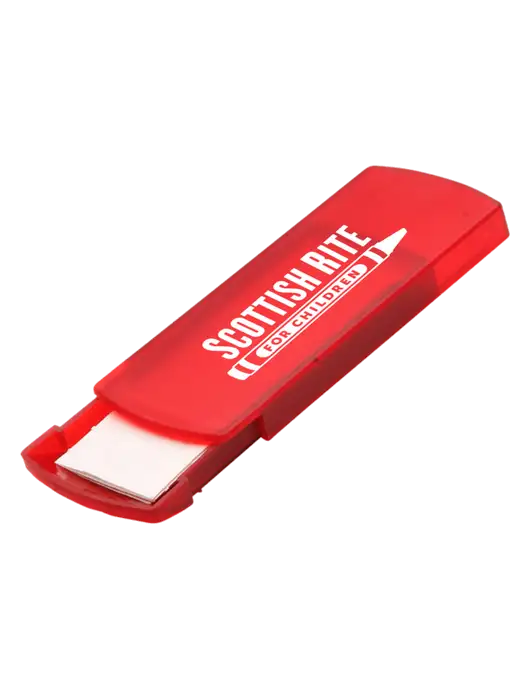 Slide Right Red Bandage Dispenser w/Scottish Rite for Children Logo