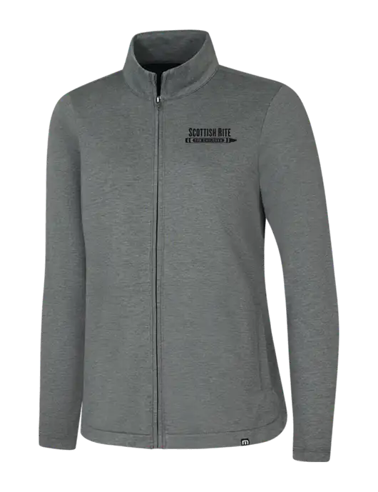 TravisMathew Womens Dark Grey Heather Coveside Full-Zip w/Scottish Rite for Children Logo