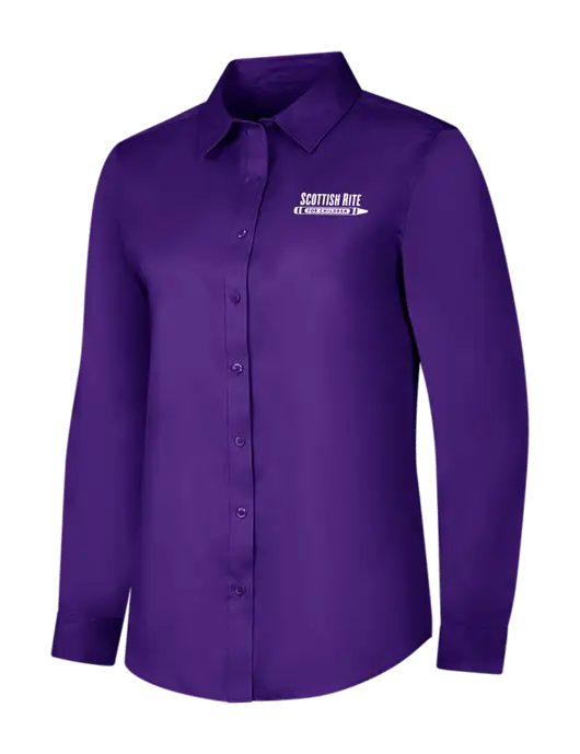 Purple Womens Long Sleeve Superpro React Twill Shirt w/Scottish Rite for Children Logo