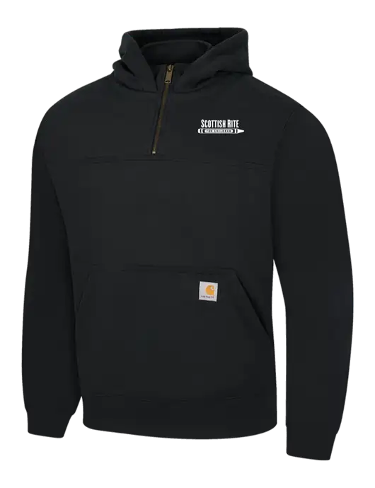 Carhartt Black Rain Defender Paxton Heavyweight Hooded 1/4 Zip Mock Sweatshirt w/Scottish Rite for Children Logo