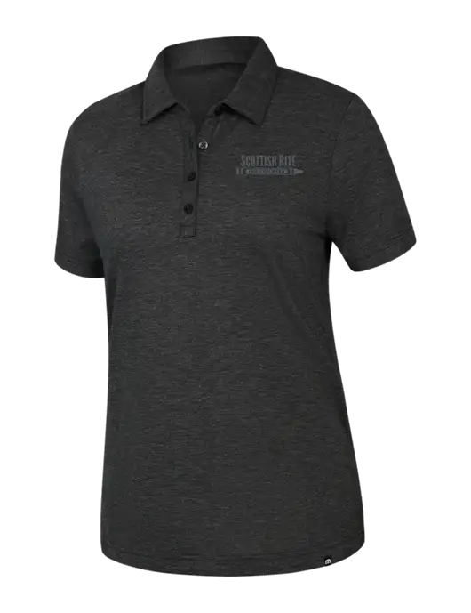 TravisMathew Womens Black Heather Sunnyvale Polo w/Scottish Rite for Children Logo