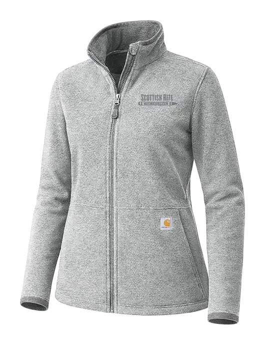 Carhartt Womens Medium Grey Heather Textured Full-Zip Fleece Jacket w/Scottish Rite for Children Logo