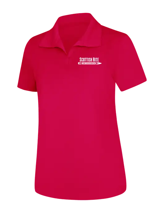 Womens Pink Raspberry Micropique Sport-Wick Polo w/Scottish Rite for Children Logo