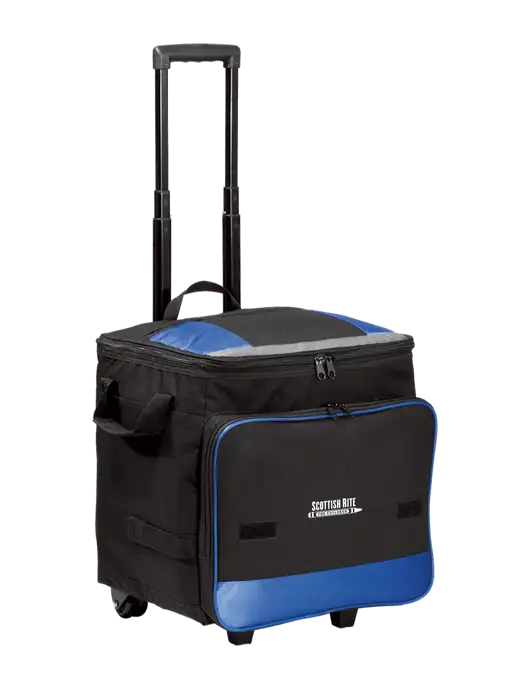 Twilight Blue Rolling Cooler w/Scottish Rite for Children Logo