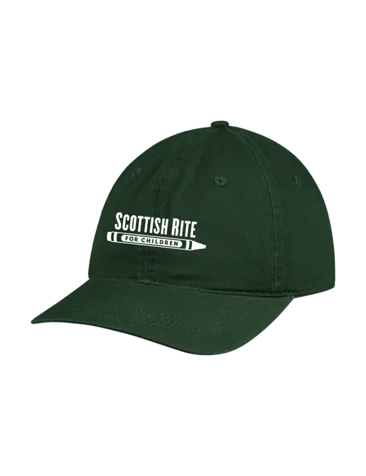 Garment Washed Unstructured Twill Dark Green Cap w/Scottish Rite for Children Logo