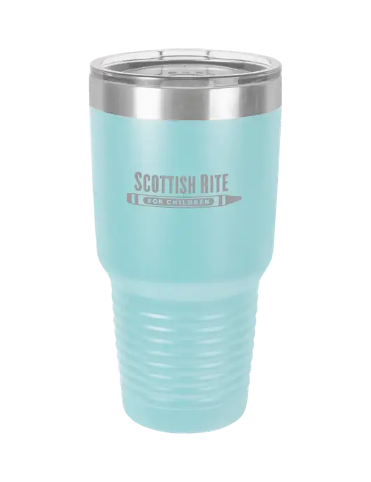 Polar Camel 30 oz Powder Coated Light Blue Vacuum Insulated Tumbler w/Scottish Rite for Children Logo