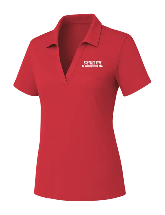 Womens Red PosiCharge RacerMesh Polo w/Scottish Rite for Children Logo
