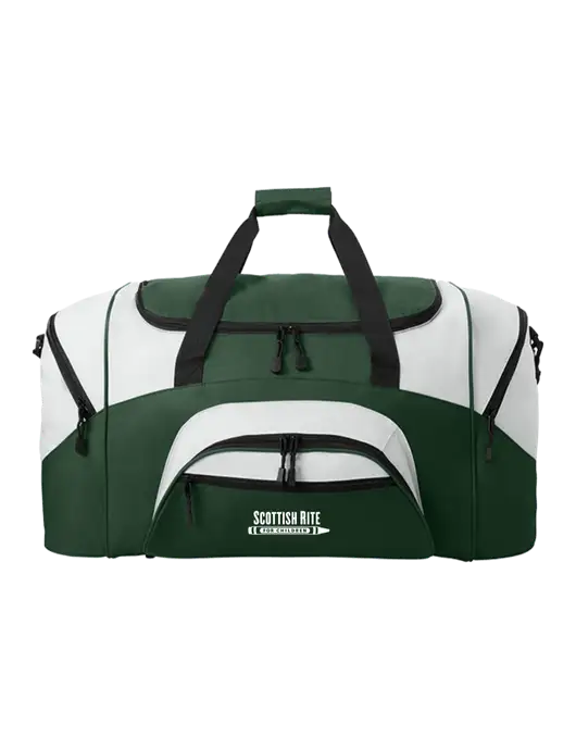 Standard Colorblock Dark Green/Light Grey Sport Duffel w/Scottish Rite for Children Logo