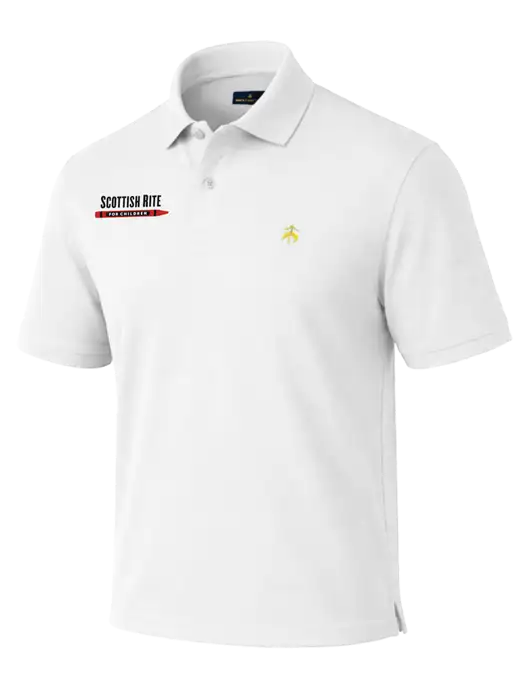 Brooks Brothers Pima Cotton White Pique Polo w/Scottish Rite for Children Logo