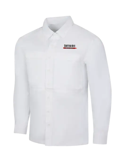 White Long Sleeve UV Daybreak Shirt w/Scottish Rite for Children Logo
