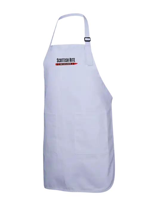 Full-Length White Apron With Pockets w/Scottish Rite for Children Logo