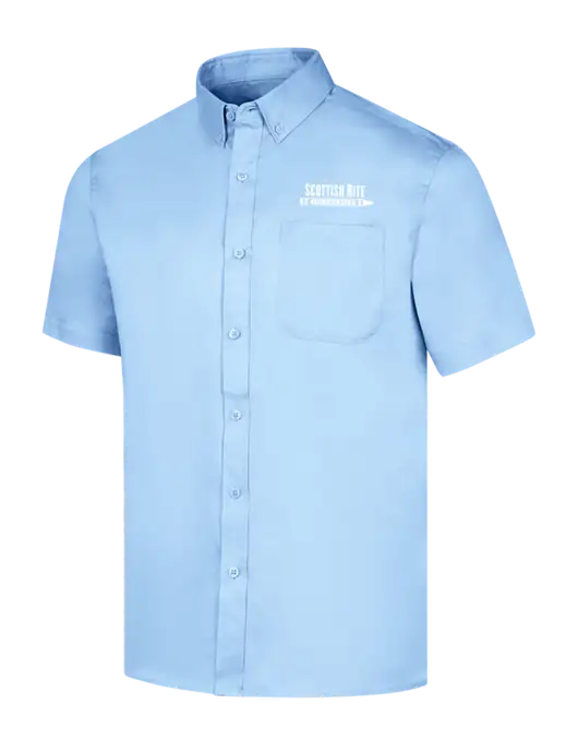 Short Sleeve Light Blue Superpro React Twill Shirt w/Scottish Rite for Children Logo