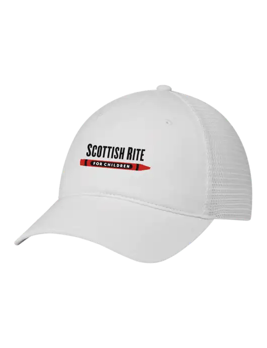 Richardson 111 Garment Washed Trucker Cap White w/White Mesh w/Scottish Rite for Children Logo