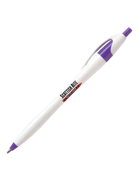 Novella Purple/White Splash Pen - Blue Ink w/Scottish Rite for Children Logo