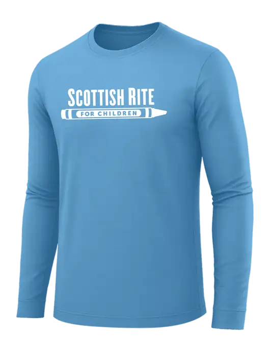 Long Sleeve Carolina Blue PosiCharge Competitor Tee w/Scottish Rite for Children Logo
