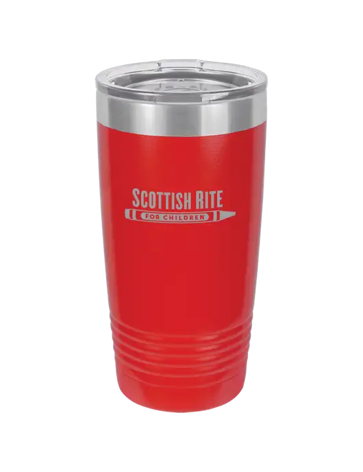 Polar Camel 20 oz Powder Coated Red Vacuum Insulated Tumbler w/Scottish Rite for Children Logo