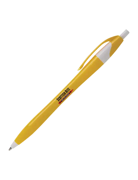 Novella Yellow/White Breeze Pen - Blue Ink w/Scottish Rite for Children Logo