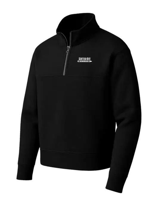 Mercer+Mettle Black Linear Texture Quarter Zip w/Scottish Rite for Children Logo
