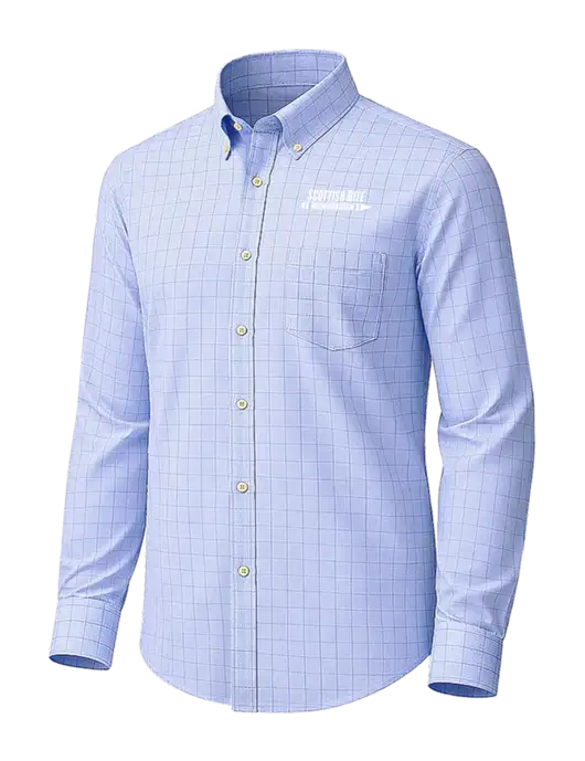 Brooks Brothers Wrinkle-Free Stretch Light Blue Patterned Shirt w/Scottish Rite for Children Logo
