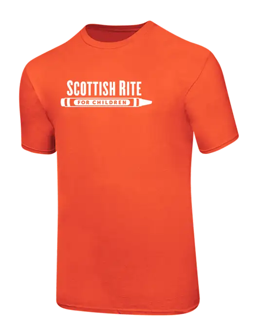 Ring Spun Orange 4.5 oz T-Shirt w/Scottish Rite for Children Logo