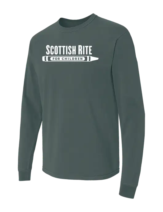 Comfort Colors Garment-Dyed Dark Green Heather Heavyweight Long Sleeve T-Shirt w/Scottish Rite for Children Logo