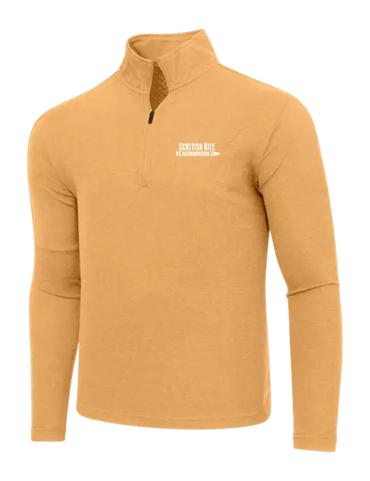 Adidas Light Orange Heather 3 Stripes Quarter Zip Sweater w/Scottish Rite for Children Logo