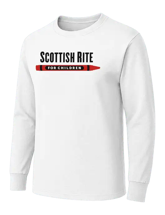 White Heavyweight Long Sleeve 6.1 oz T-Shirt w/Scottish Rite for Children Logo