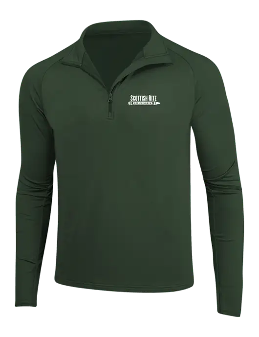 Dark Green Sport Wick Stretch 1/4 Zip Pullover w/Scottish Rite for Children Logo