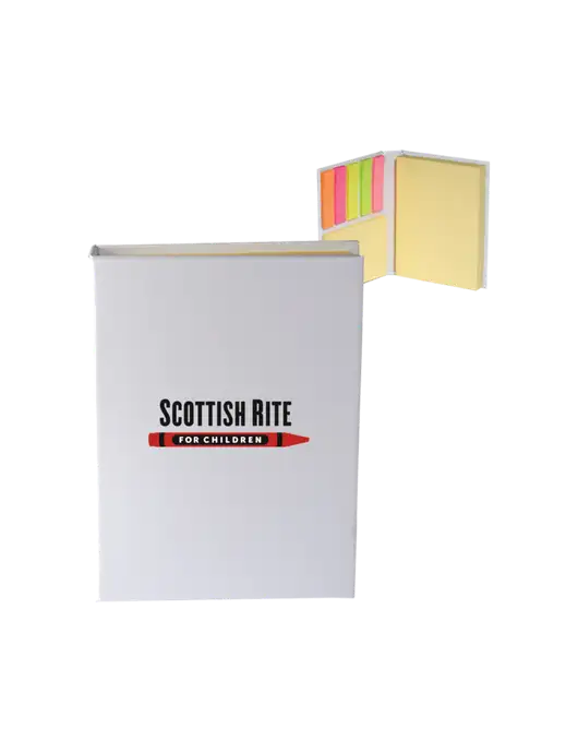 White Sticky Book Folio, 3.125 x 4.125 w/Scottish Rite for Children Logo
