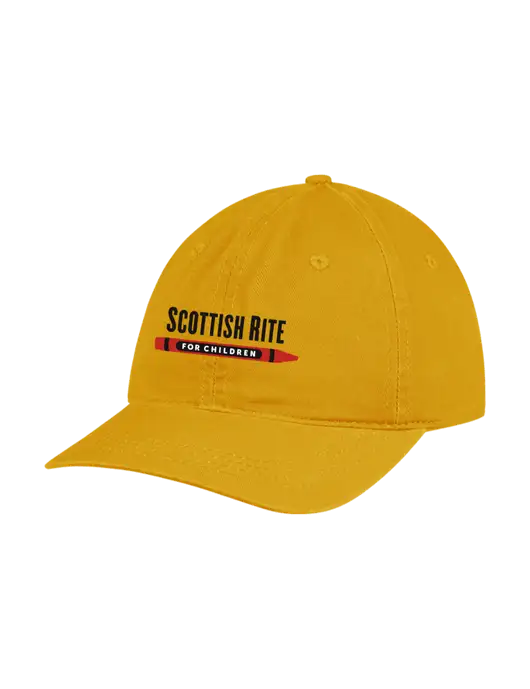Garment Washed Unstructured Twill Yellow Gold Cap w/Scottish Rite for Children Logo