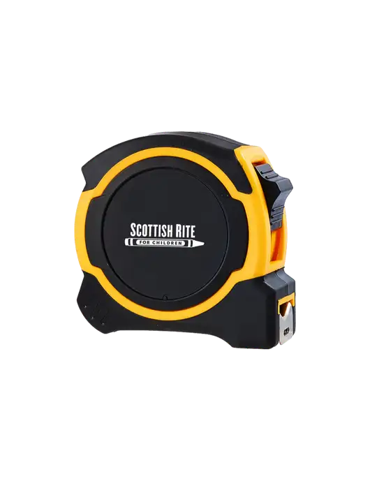 Yellow and Black Pro Tape Measure, 25'
 w/Scottish Rite for Children Logo