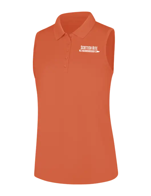 Womens Coral Dry Zone UV Micro-Mesh Sleeveless Polo w/Scottish Rite for Children Logo