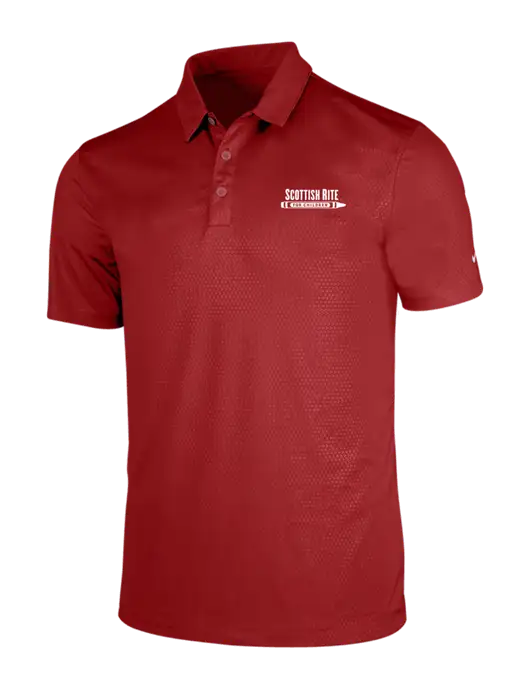NIKE Red Dri-Fit Embossed Tri-Blade Polo w/Scottish Rite for Children Logo