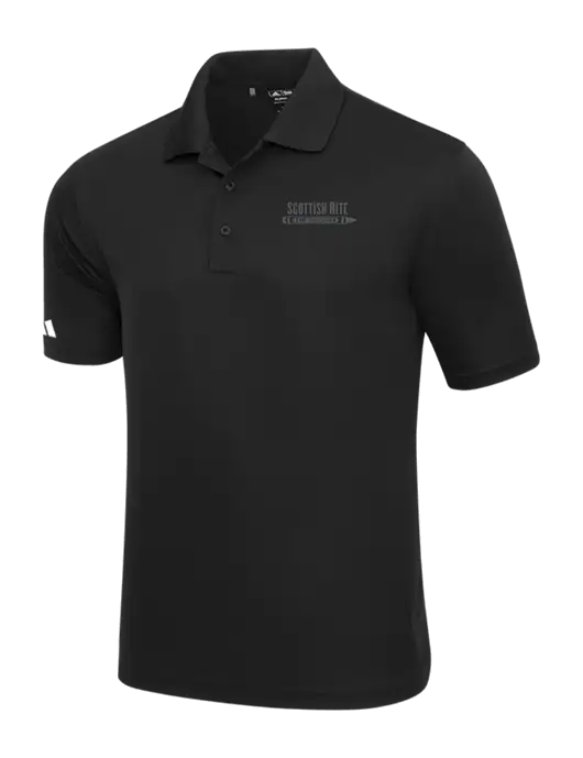 Adidas Black Basic Sport Polo w/Scottish Rite for Children Logo
