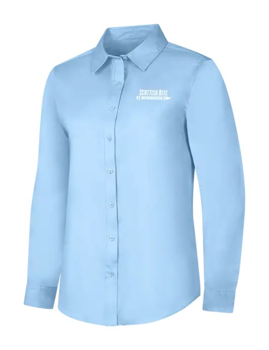 Womens Light Blue Long Sleeve Superpro React Twill Shirt w/Scottish Rite for Children Logo