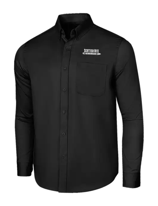 Long Sleeve Deep Black Superpro React Twill Shirt w/Scottish Rite for Children Logo