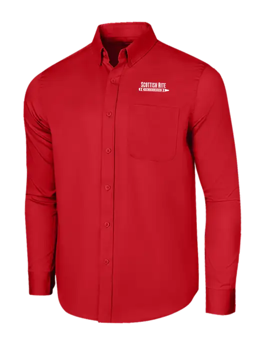 Long Sleeve Red Superpro React Twill Shirt w/Scottish Rite for Children Logo