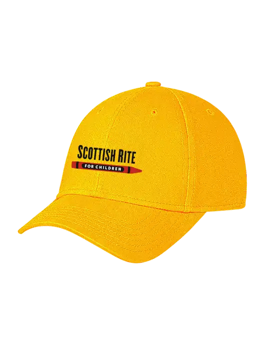 Yellow Gold Structured Soft Snap Closure Hook & Loop Cap w/Scottish Rite for Children Logo