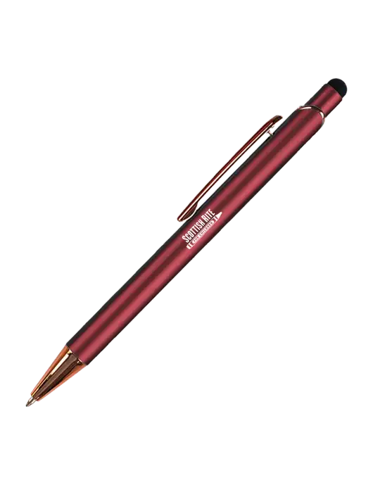 Waterlily Dark Red Stylus Blue Ink Pen w/Scottish Rite for Children Logo
