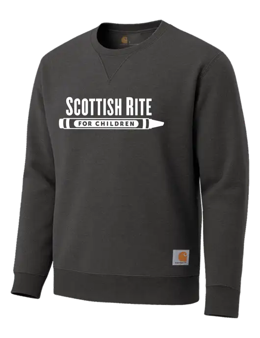 Carhartt Dark Grey Heather Midweight Crewneck Sweatshirt w/Scottish Rite for Children Logo