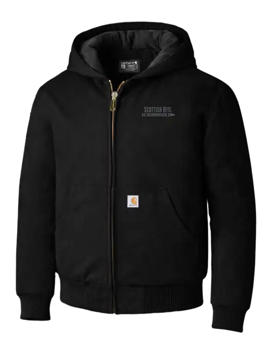 Carhartt Black Quilted-Flannel-Lined Duck Active Jacket w/Scottish Rite for Children Logo