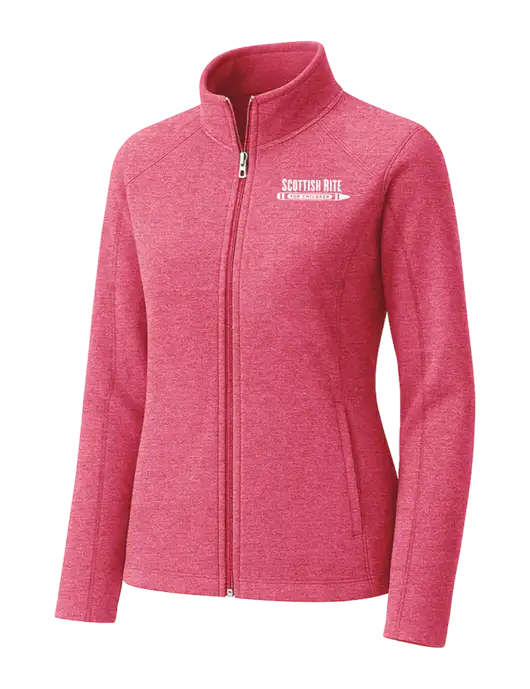Fuchsia Heather Womens Heather Microfleece Full-Zip Jacket w/Scottish Rite for Children Logo