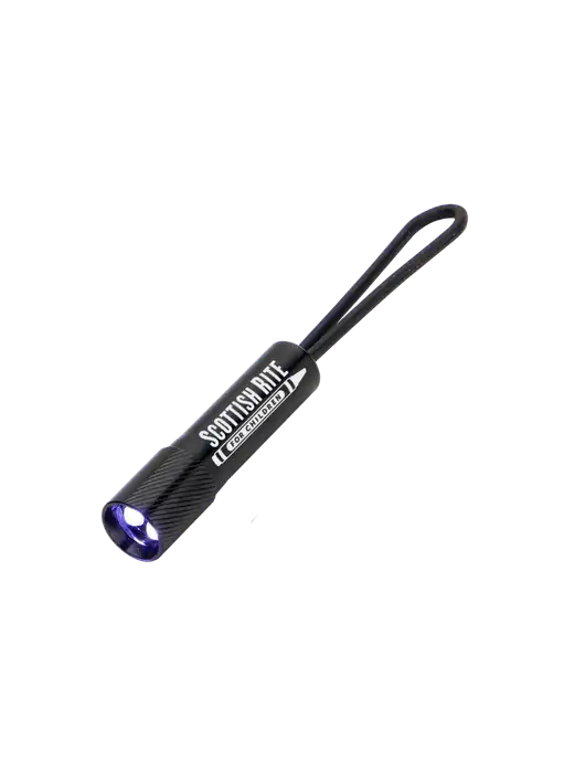 Mini Black LED Flashlight with Silicone Loop w/Scottish Rite for Children Logo