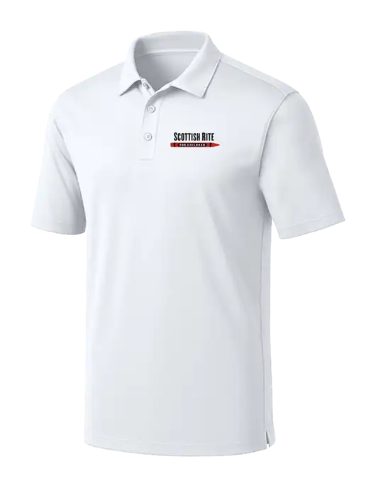 White Silk Touch Performance Polo w/Scottish Rite for Children Logo