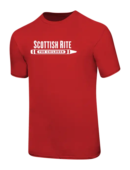 Ring Spun Red 4.5 oz T-Shirt w/Scottish Rite for Children Logo