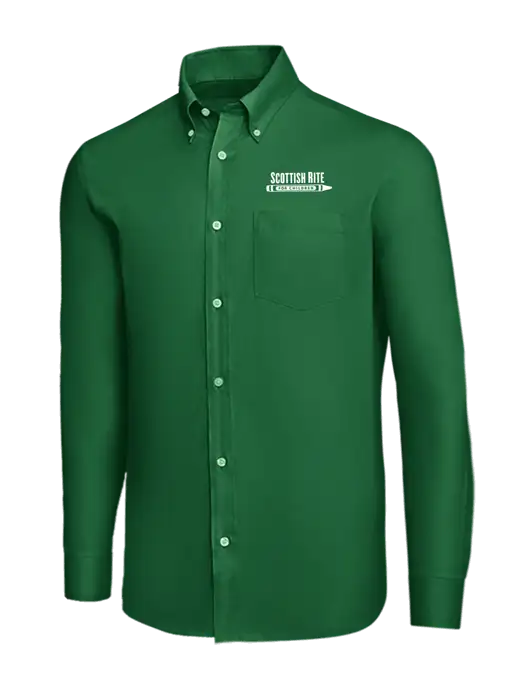 Brooks Brothers Medium Green Wrinkle-Free Stretch Nailhead Shirt w/Scottish Rite for Children Logo