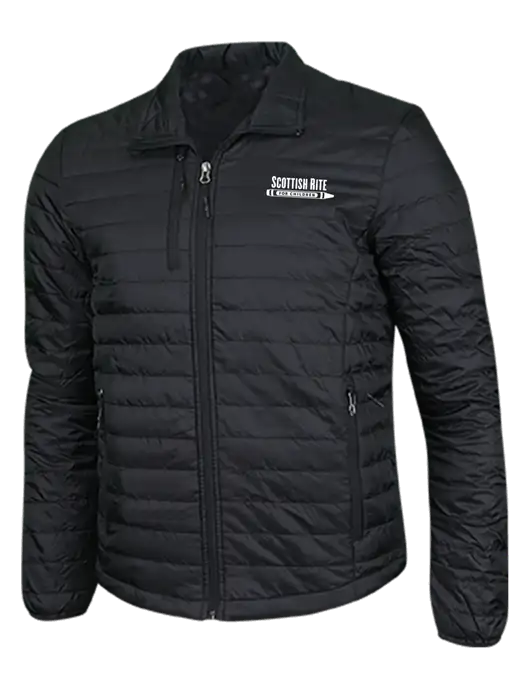 Deep Black Puffy Packable Jacket w/Scottish Rite for Children Logo
